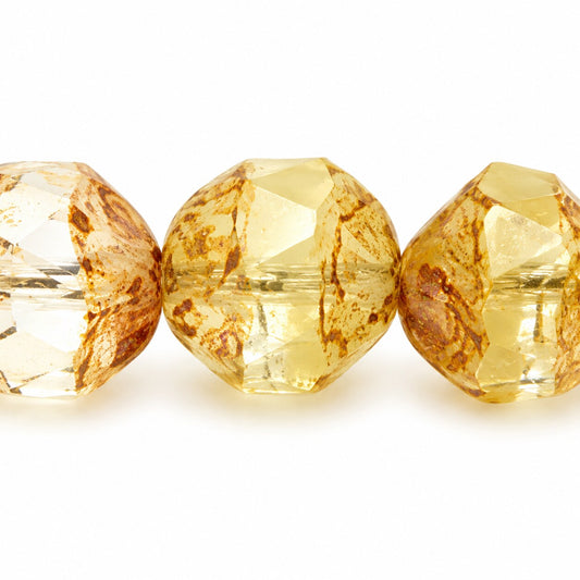 Special Cut Faceted Fire Polished Beads. Smashed, X3148 Antique Silver Patina Ab (x3148-81002-28701), Glass, Czech Republic