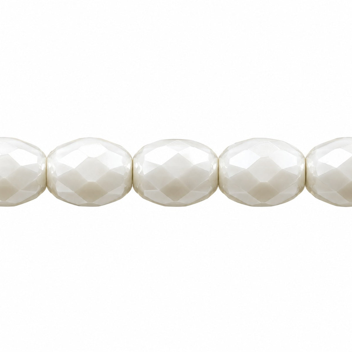 Oval Faceted Beads, Chalk White (03000), Glass, Czech Republic