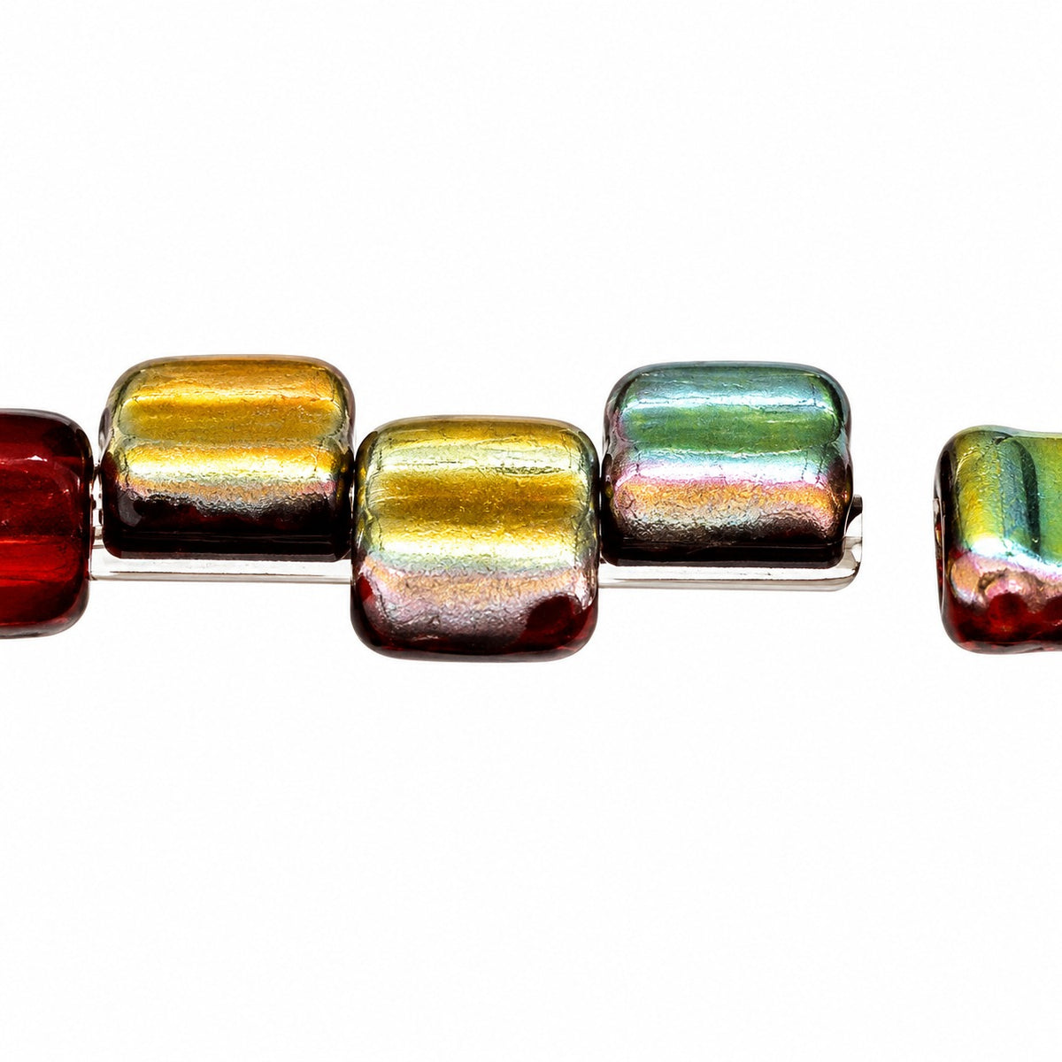Silky 2-Hole Square Beads, Ruby Red Matte Crystal Vitrail Medium Coating (90080-84110-28101), Glass, Czech Republic