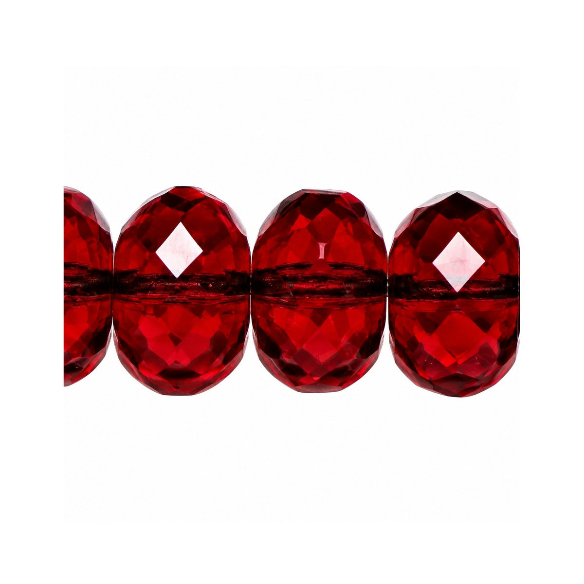 Special Cut Faceted Fire Polished Beads, Transparent Red (90100), Glass, Czech Republic