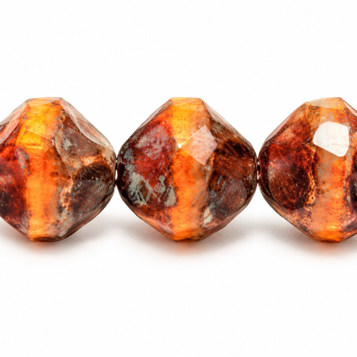 Special Cut Faceted Fire Polished Beads. Smashed, X3068 Stain Strong (x3068-86805), Glass, Czech Republic