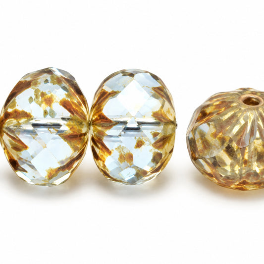 Special Cut Faceted Fire Polished Beads, Transparent Blue Stain Strong (30020-86805), Glass, Czech Republic