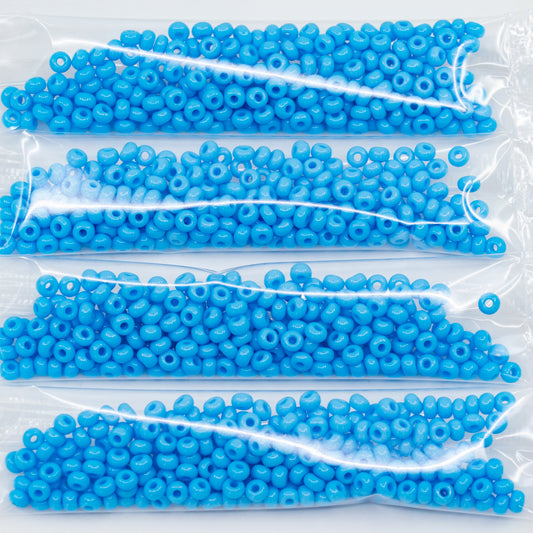 OUTLET 10 grams Preciosa Ornela Seed Beads, Round Hole, Loose, 7/0, Opaque Blue (63020), Glass, Czech Republic