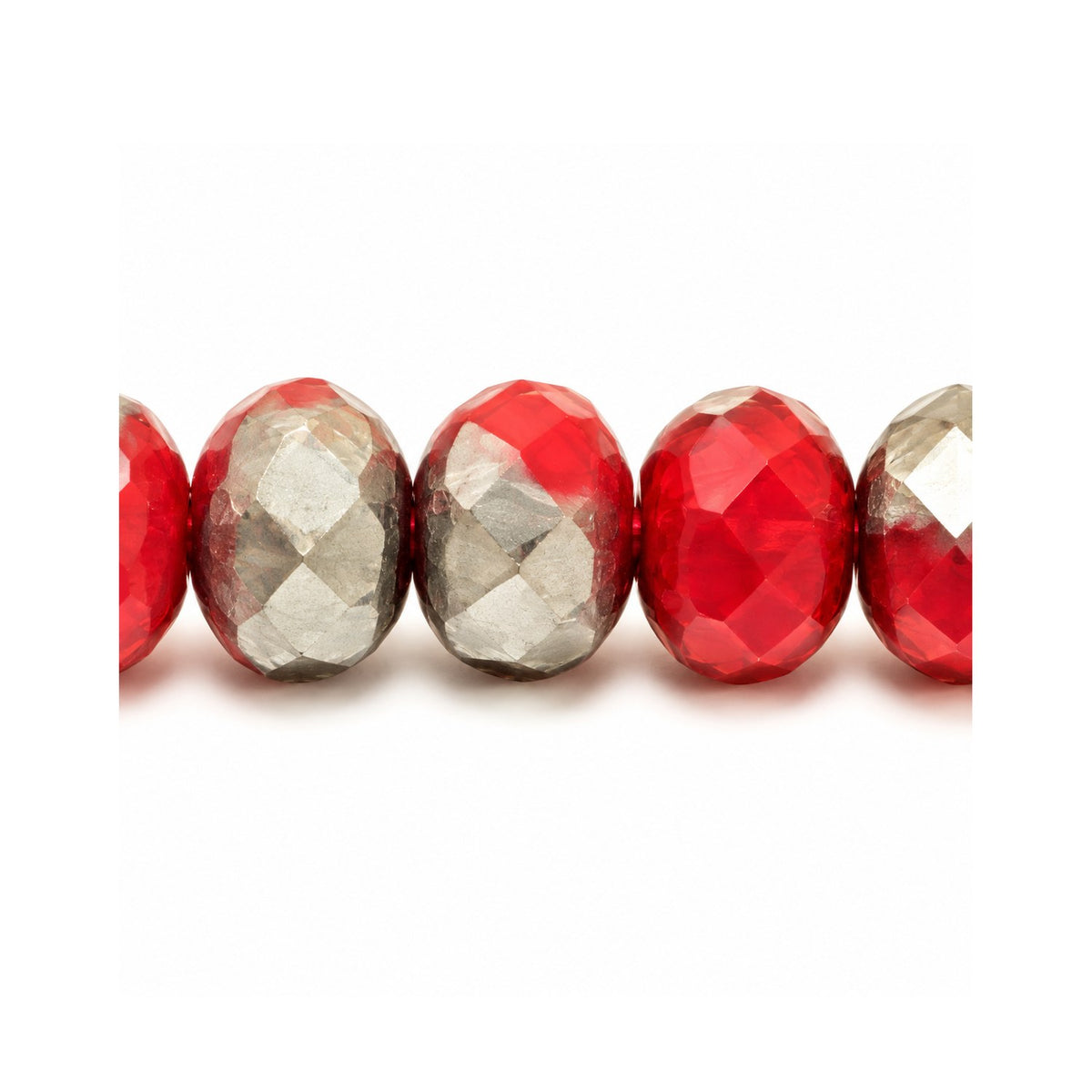 Special Cut Faceted Fire Polished Beads, Opaque Red Matte Chrom (93210-84110-27401), Glass, Czech Republic