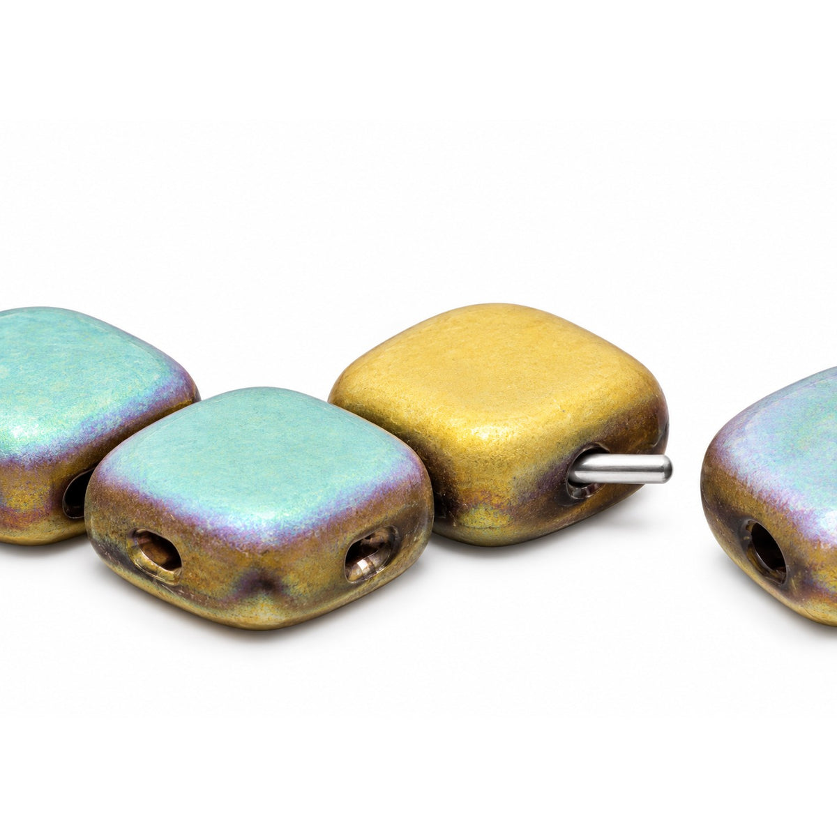 Silkt 2-Hole Beads, Black 98857 (23980-98857), Glass, Czech Republic