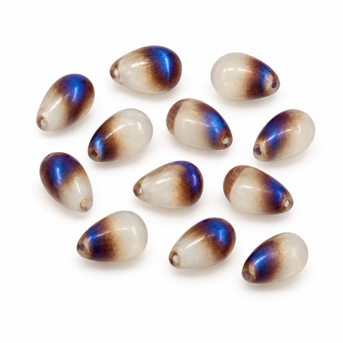 Drop Beads, Opal White 22201 (01000-22201), Glass, Czech Republic
