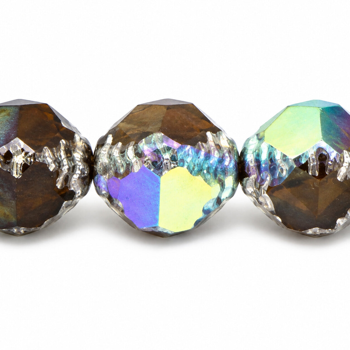 Wasp Special Cut Faceted Fire Polished Beads, X1026 Antique Silver Patina Ab (x1026-81002-28701), Glass, Czech Republic