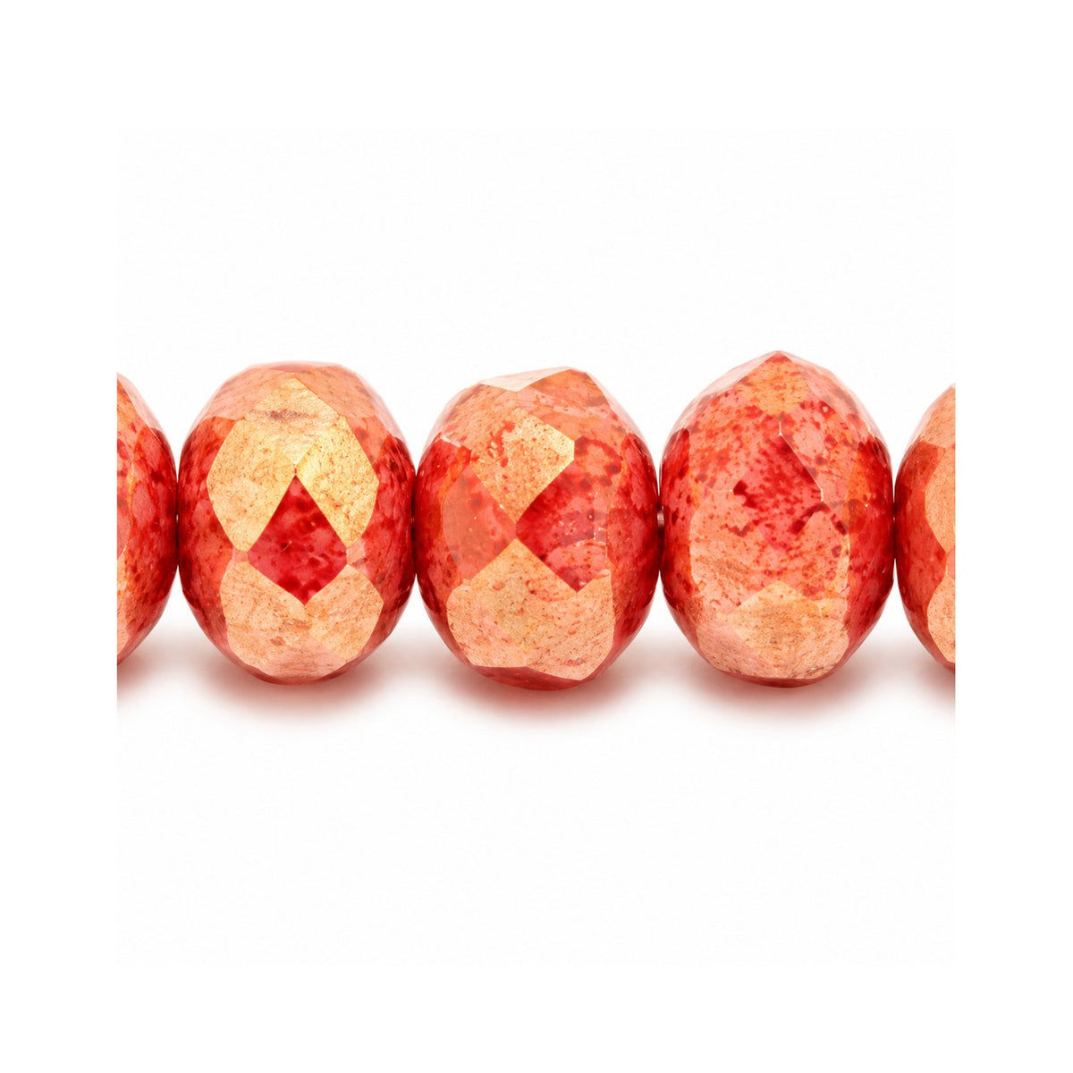 Special Cut Faceted Fire Polished Beads, Opaque Pink Terracotta Red (73020-15495), Glass, Czech Republic