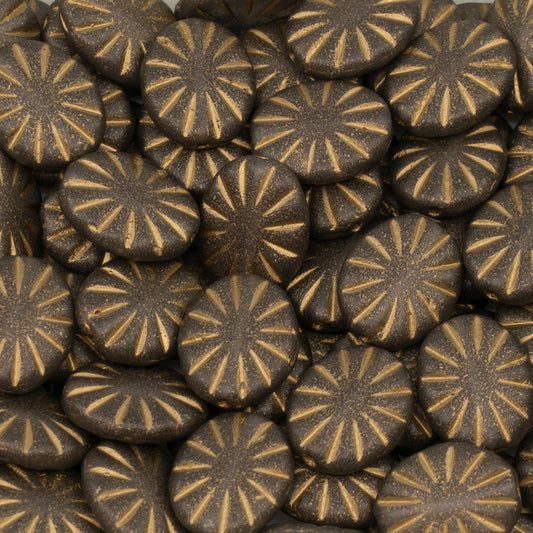 OUTLET 250g Flat Oval Beads, 14 x 12 mm, Crystal 15926 Gold Lined (00030-15926-54302), Glass, Czech Republic