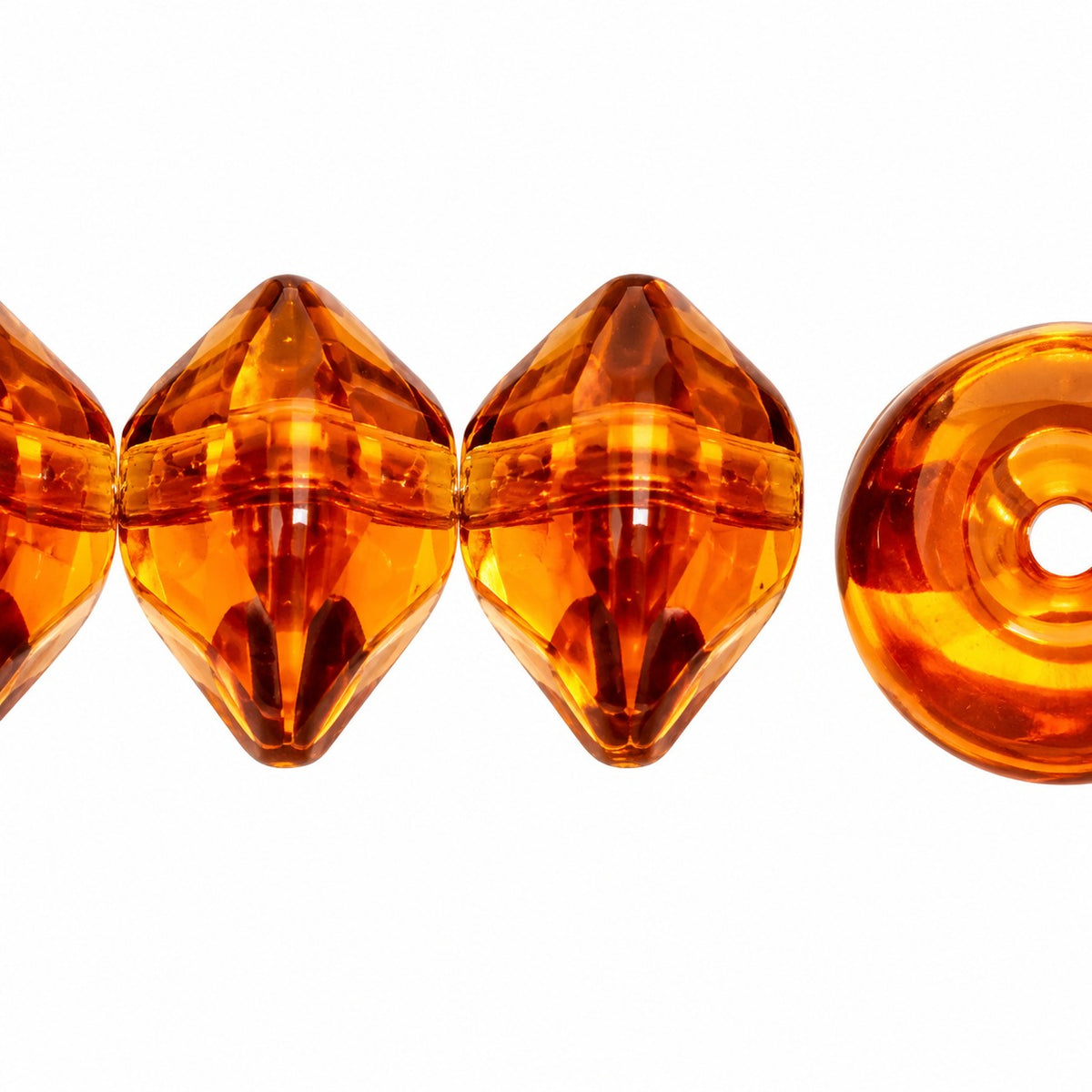 Oval Beads, Transparent Orange (10080), Glass, Czech Republic