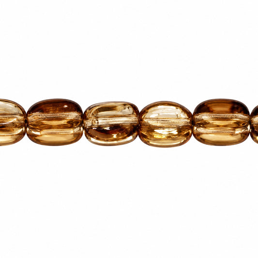 3-Side Oval Beads, Transparent Brown (10200), Glass, Czech Republic