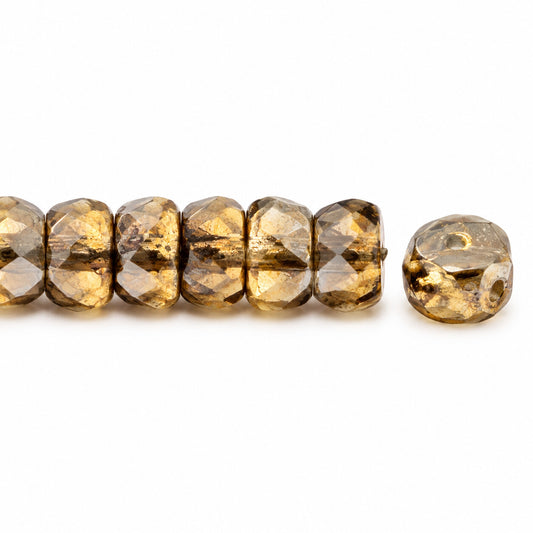 Faceted Special Cut Beads Rondelle, Transparent Orange Chrom (10060-27401), Glass, Czech Republic