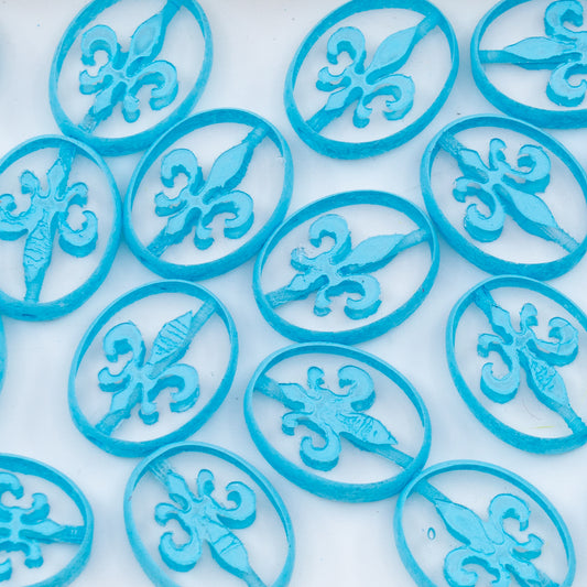 OUTLET 250g/50g Table Cut Royal Lily Beads, 17 x 13 mm, Crystal Blue Lined (00030-04308), Glass, Czech Republic