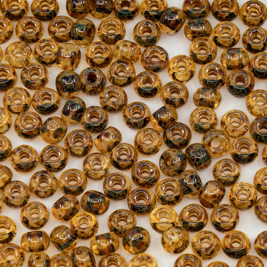 OUTLET 250g/50g Large Hole Pony Beads, 4 x 5.5 mm, Crystal Travertin (00030-86800), Glass, Czech Republic