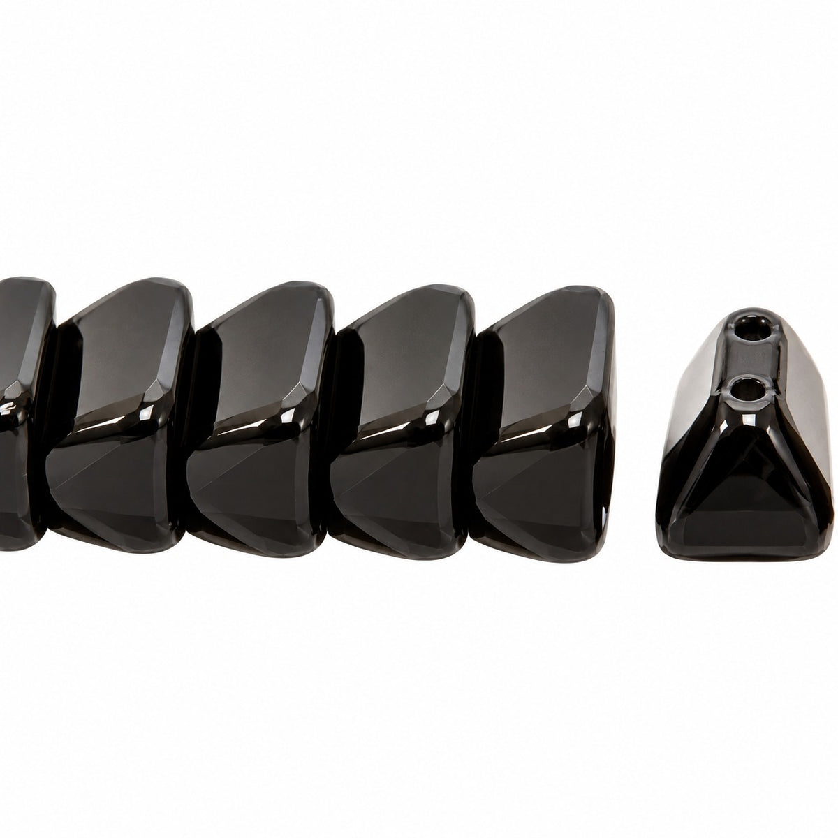 Roof 2-Hole Beads, Black (23980), Glass, Czech Republic