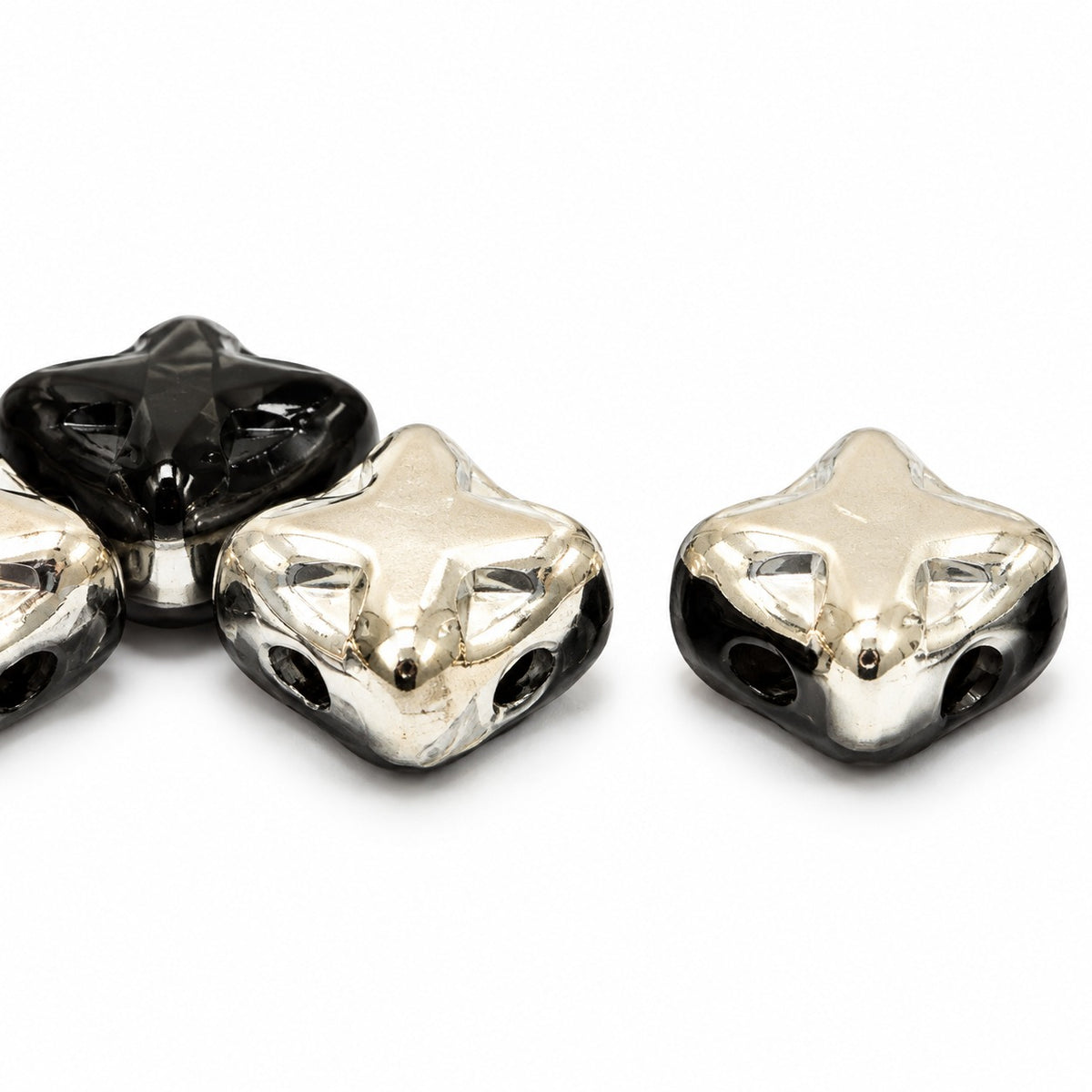 Cross Diagonal Square Beads, Black 27501 (23980-27501), Glass, Czech Republic