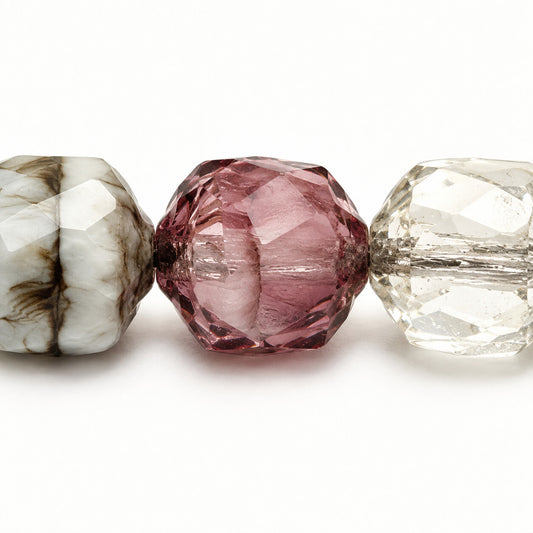 Cathedral Faceted Fire Polished Beads, X3071 Platin (x3071-13702), Glass, Czech Republic