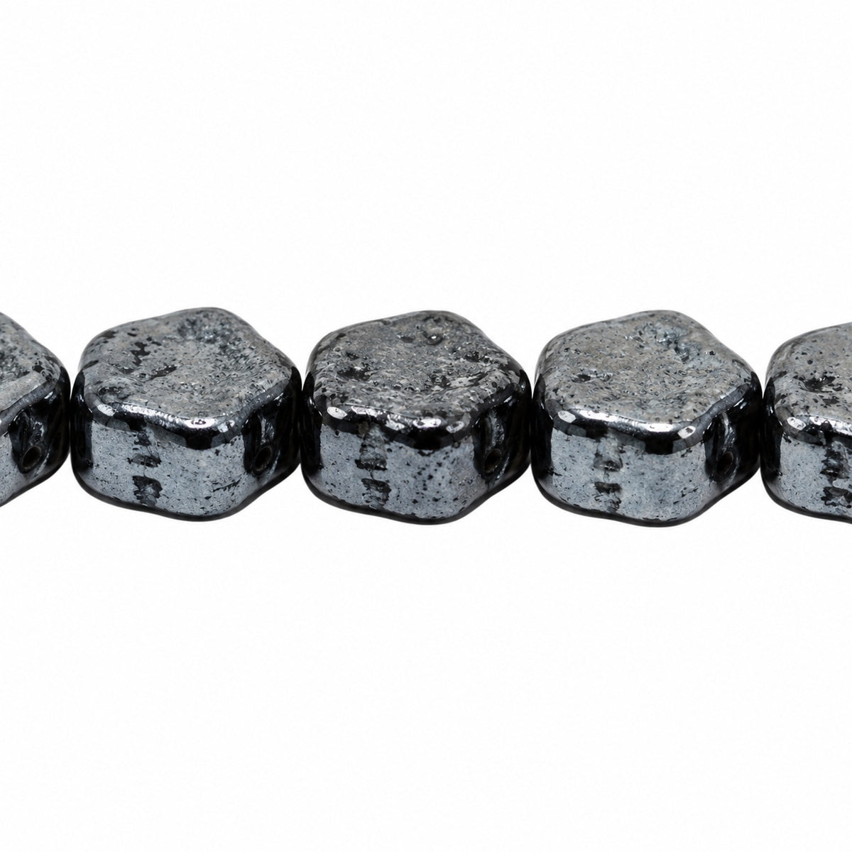 Sunset Flower Beads, Black Hematite (23980-14400), Glass, Czech Republic