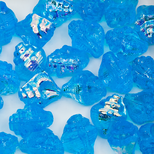 OUTLET 250g Murex Shell Beads, 15 x 12 mm, Transparent Aqua Ab (60020-28701), Glass, Czech Republic