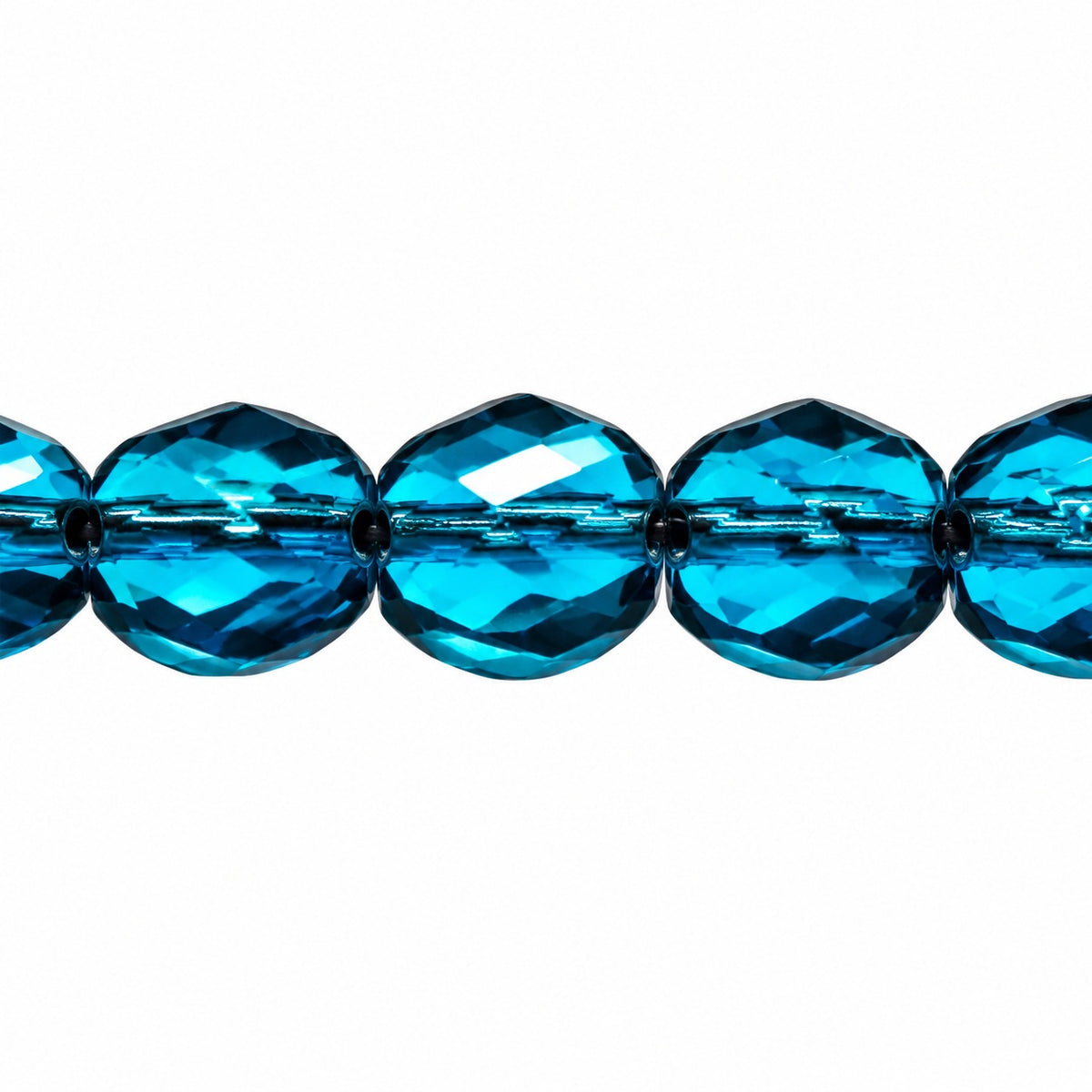 Shutter Cut Faceted Fire Polish Beads, Transparent Aqua (60080), Glass, Czech Republic