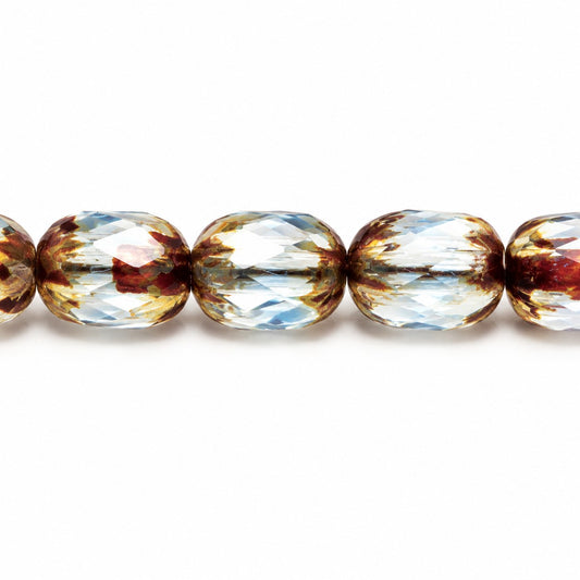 Faceted Fire Polished Beads Special Cut, Transparent Blue Stain Strong (30020-86805), Glass, Czech Republic