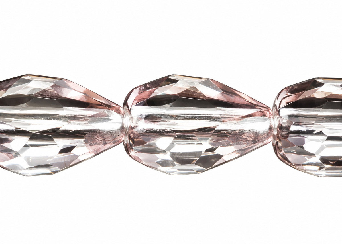 Fire Polished Faceted Teardrop Beads, Crystal (00030), Glass, Czech Republic