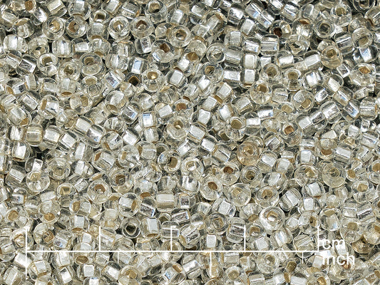 OUTLET Rocailles Seed Beads Preciosa Ornela size 7/0, Crystal Crystal Silver Lined Silver (00050-78102), Glass, Czech Republic