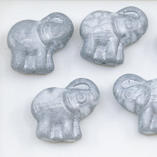 OUTLET 250g /50g Elephant Beads, 20 x 21 mm, Chalk White Silver Lined (03000-54301), Glass, Czech Republic