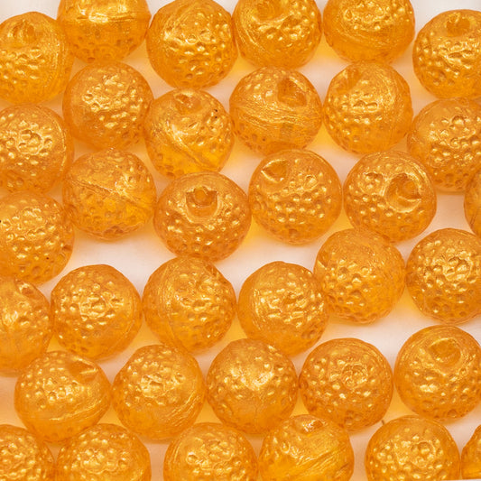 OUTLET 10 grams Orange Beads, 9 x 9 mm, Transparent Yellow Dristex Gold Splash (80040-D0101), Glass, Czech Republic