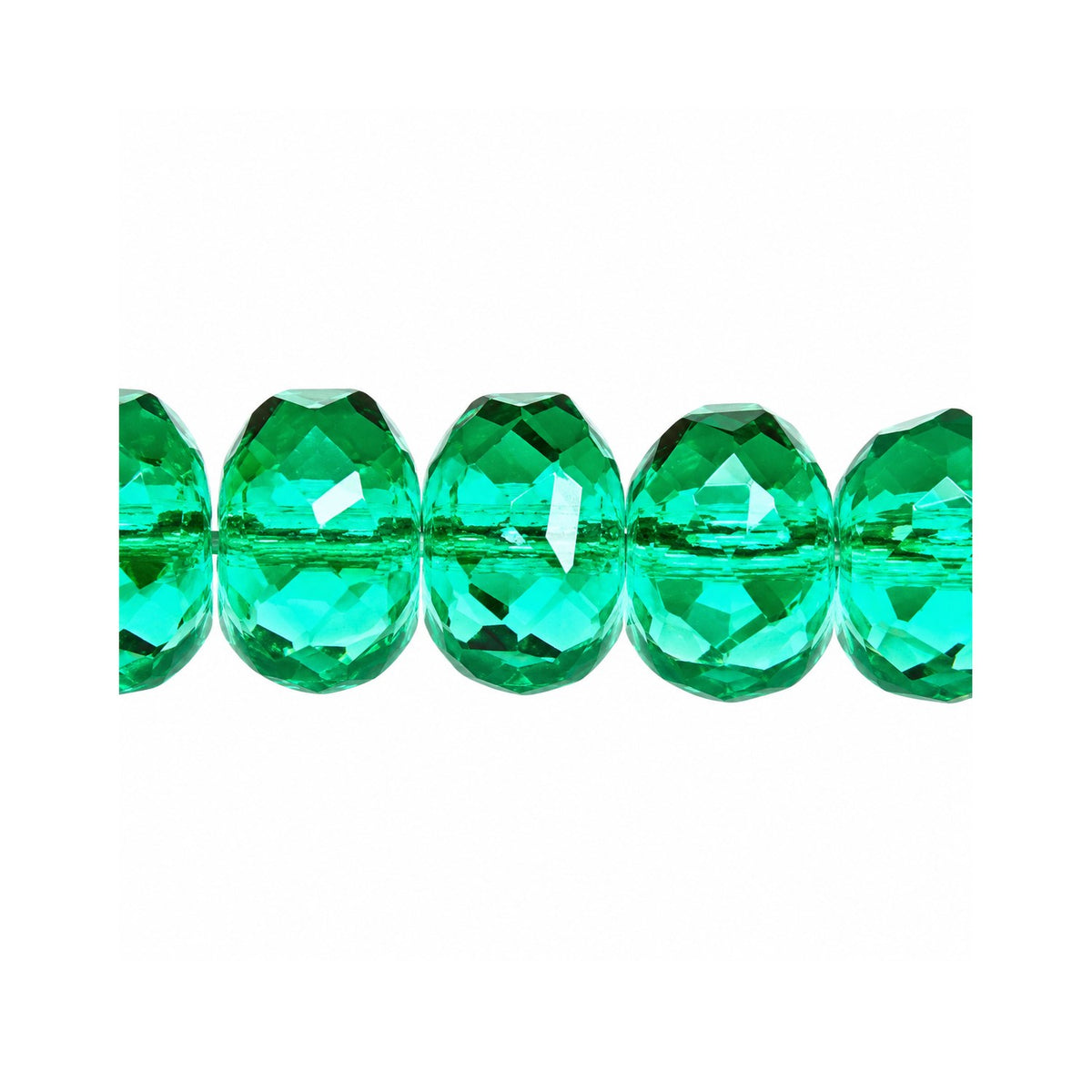 Special Cut Faceted Fire Polished Beads, Transparent Green Emerald (50710), Glass, Czech Republic