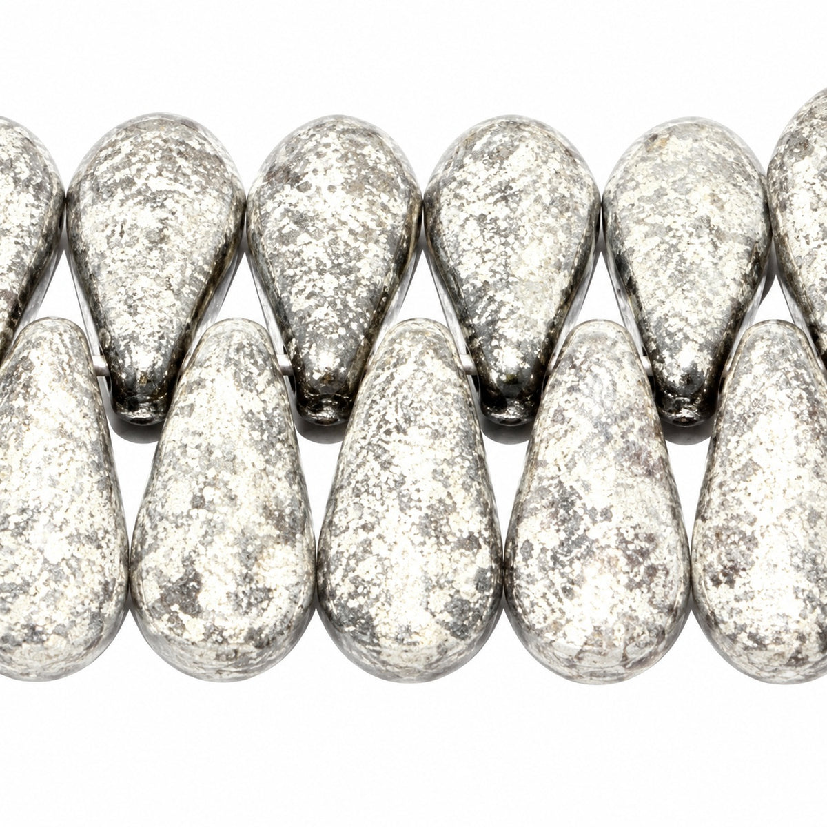 Dagger Beads, Black Terracotta Silver (23980-15481), Glass, Czech Republic
