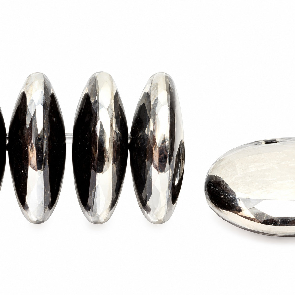 Lentil Round Beads, Black Chrom (23980-27401), Glass, Czech Republic