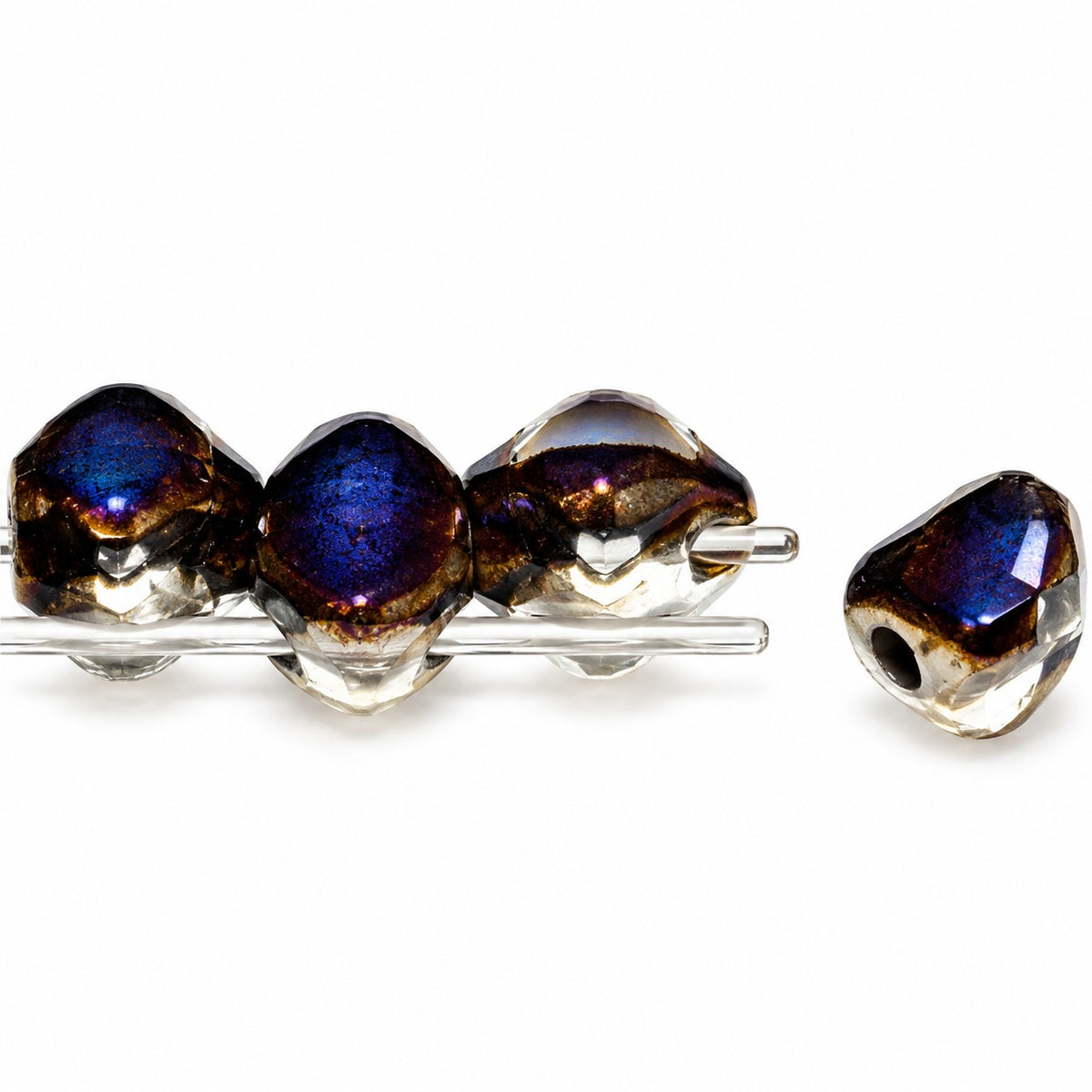Silky 2-Hole Square Beads, Transparent Light Amethyst Crystal Silver Half Coating (20210-27001), Glass, Czech Republic