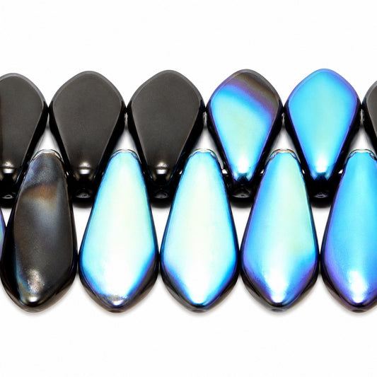 Dagger Beads, Black Ab (23980-28701), Glass, Czech Republic