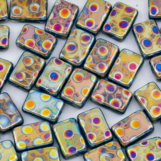 OUTLET 250g/50g Flat Rectangle Beads, 12 x 8 mm, Batika Mixed Colors 213 (BATIKA-MIX-213), Glass, Czech Republic