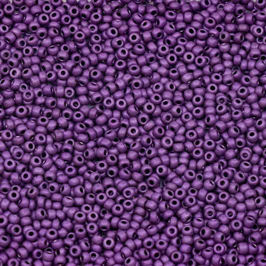 OUTLET 10 grams Preciosa Ornela Seed Beads, Round Hole, Loose, Mat, 10/0, violet metallic dyed crystal (18528), Glass, Czech Republic
