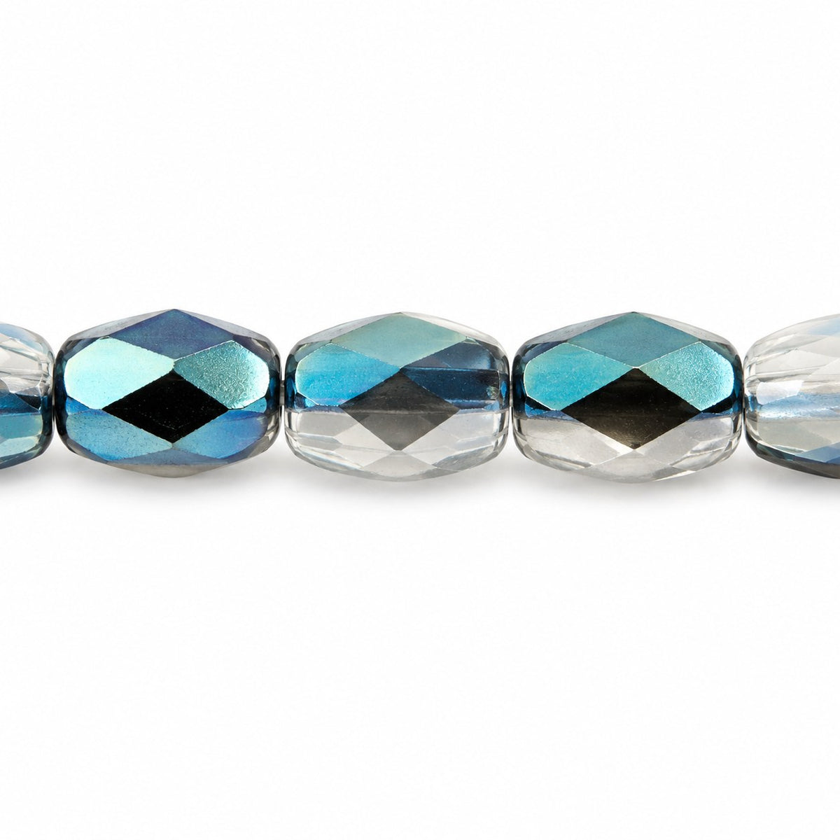 Oval Faceted Beads, Opal White 23101 (01000-23101), Glass, Czech Republic