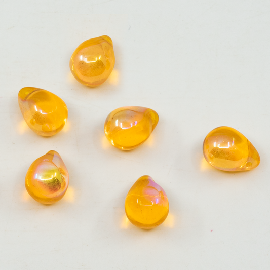 OUTLET 10克水滴形珠子，透明黄色AB玻璃（80040-28701），捷克共和国