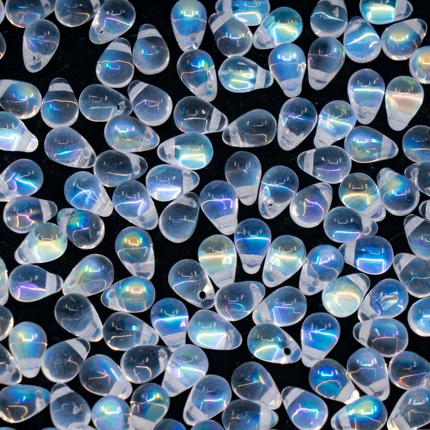 OUTLET 10 grams Drop Beads, 4 x 6 mm, Crystal Ab (00030-28701), Glass, Czech Republic