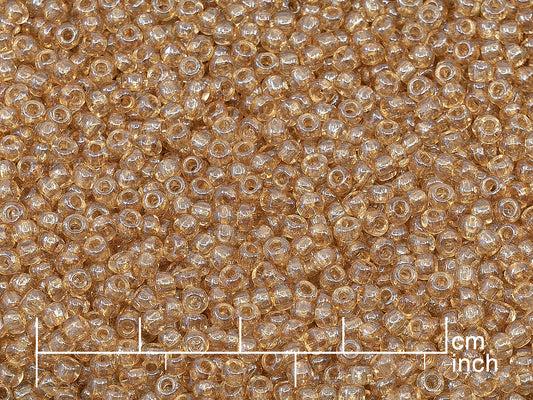 OUTLET Rocailles Seed Beads Preciosa Ornela size 8/0, Crystal Luster Brown Full Coated Beige (00050-14413), Glass, Czech Republic