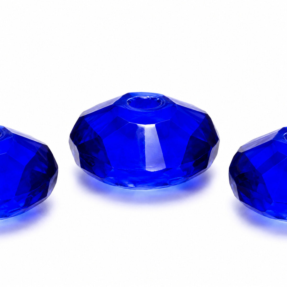 Rivoli Large Hole Faceted Special Cut Beads, Transparent Blue (30080), Glass, Czech Republic