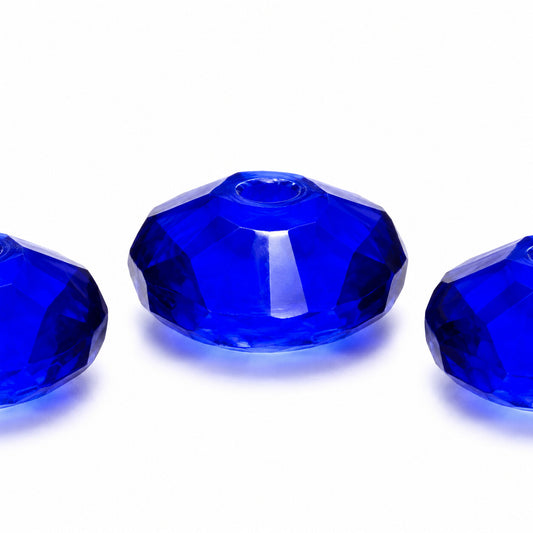 Rivoli Large Hole Faceted Special Cut Beads, Transparent Blue (30080), Glass, Czech Republic