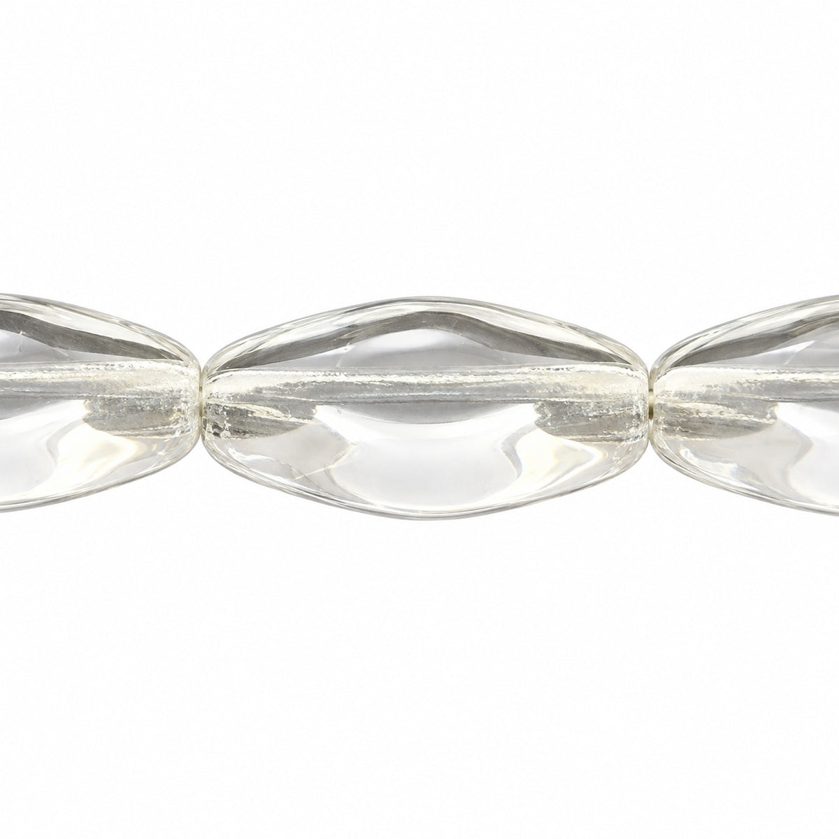 Elongated Oval Beads, Crystal (00030), Glass, Czech Republic