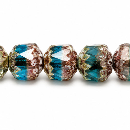 Cathedral Faceted Fire Polished Beads, X2093 Picasso (x2093-43400), Glass, Czech Republic
