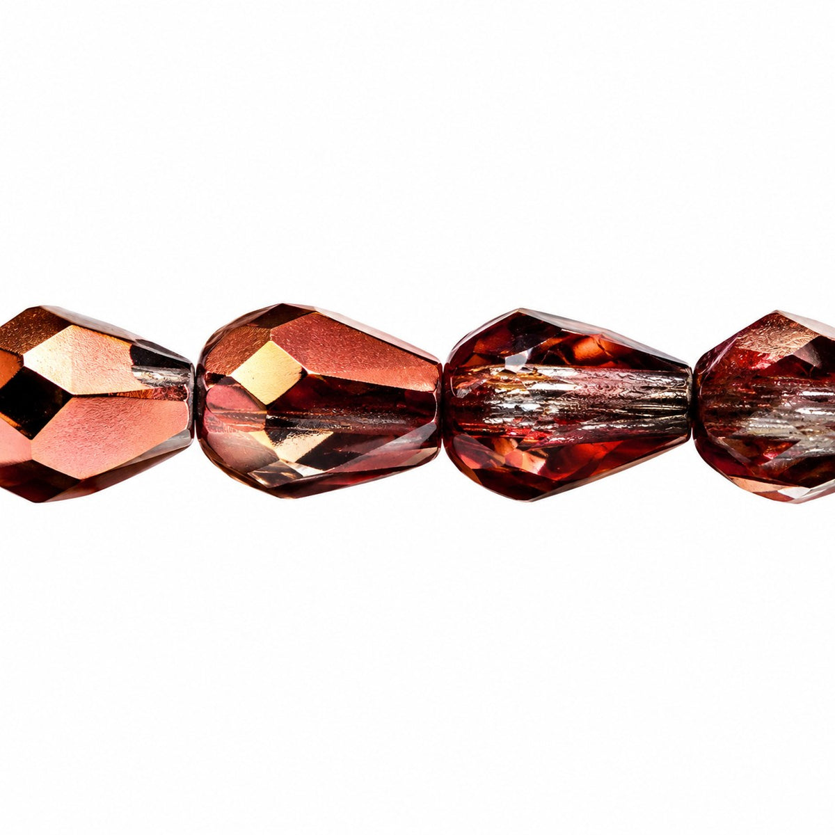Faceted Fire Polished Beads Special Cut, Crystal Rose Gold Capri (00030-27101), Glass, Czech Republic