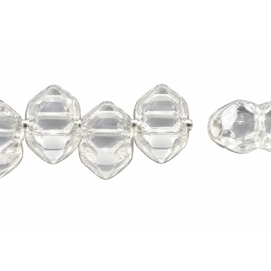 3-Hole Pressed Beads, Crystal (30), Glass, Czech Republic