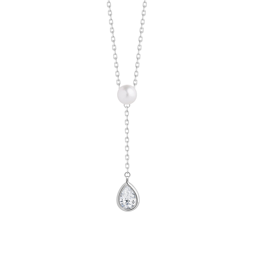 Anhänger Pure Pearl Silber Ag-925 rhodiniert Schmuck, Zirkonia Preciosa, natürliche Perlmutt, Tschechischer Böhmen PRECIOSA BEAUTY Schmuck, Kristallklar/Weiß