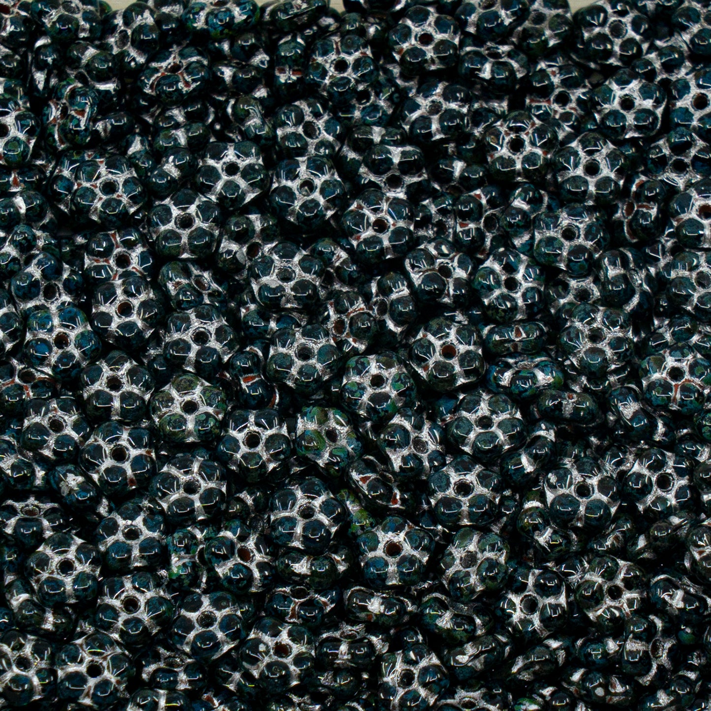 OUTLET 250g/50g Forget Me Not Beads, 5 x 5 mm, Black Travertin Silver Lined (23980-86800-81403), Glass, Czech Republic
