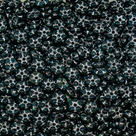 OUTLET 250g/50g Forget Me Not Beads, 5 x 5 mm, Black Travertin Silver Lined (23980-86800-81403), Glass, Czech Republic
