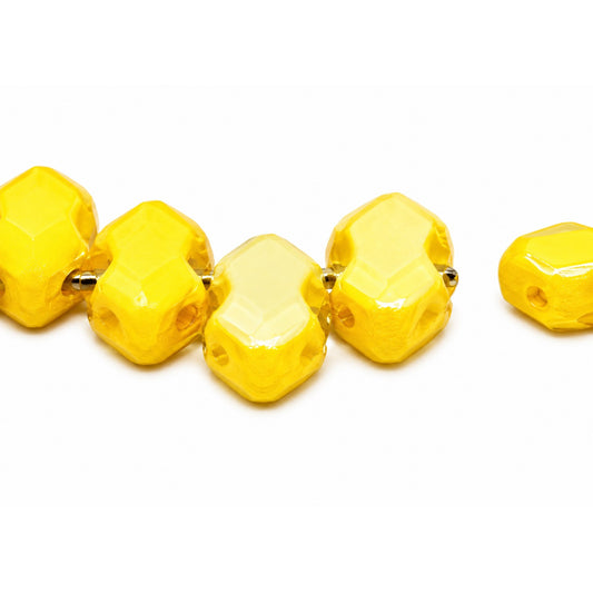 3-Hole Pressed Beads, Yellow Ab (83120-28701), Glass, Czech Republic